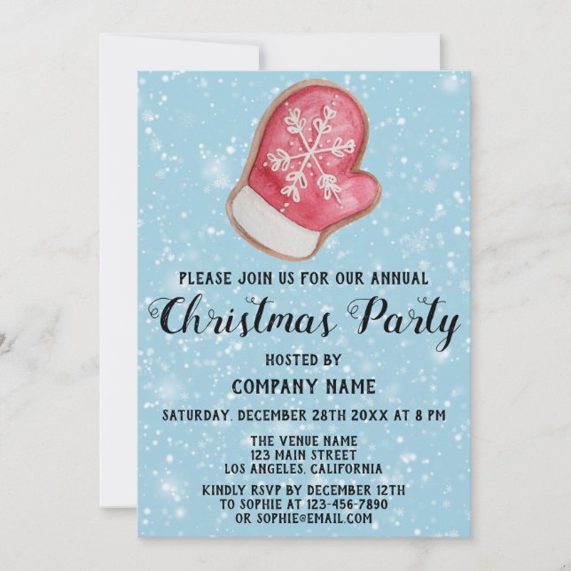Invitación Fiesta de Navidad de la Empresa Mitón Rojo Blanco  (Anverso)