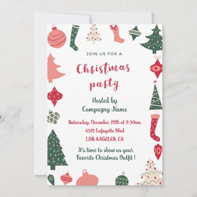 Invitación Fiesta de Navidad de la empresa  Patrón de Navidad (Anverso)
