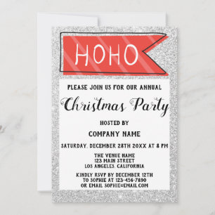 Invitación Fiesta de Navidad de la Empresa Rojo & Gris Brillo