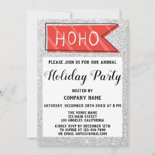Invitación Fiesta de Navidad de la Empresa Rojo y Gris Brillo
