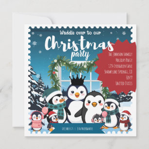 Invitación Fiesta de Navidad de la Familia de Pingüinos – Div