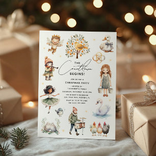 Invitación Fiesta de Navidad de los 12 días de Navidad lindos