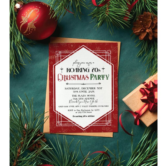 Invitación Fiesta de Navidad de los Años 20 Rugientes (Subido por el creador)