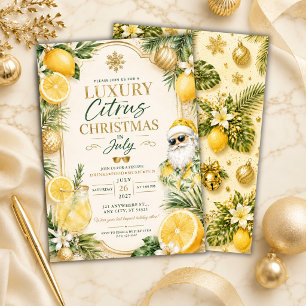 Invitación Fiesta de Navidad de Lujo con Cítricos en Julio