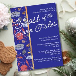 Invitación Fiesta de Navidad de Mariscos Azules Fiesta de los