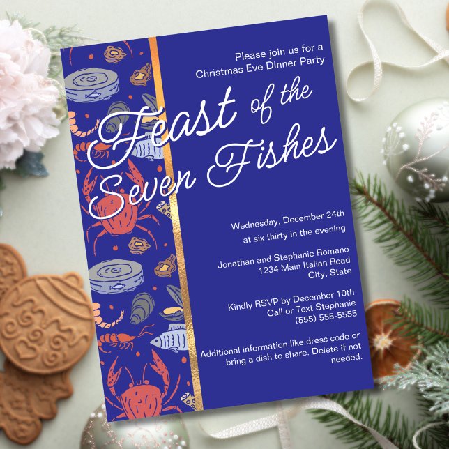 Invitación Fiesta de Navidad de Mariscos Azules Fiesta de los (Subido por el creador)