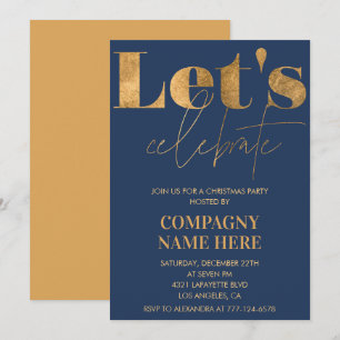 Invitación Fiesta de Navidad de Navy Gold Company Celebremos