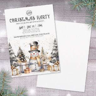 Invitación Fiesta de Navidad de Negocios Invierno Blanco Negr