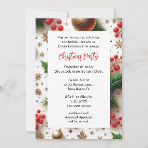 Invitación Fiesta de Navidad de Negocios Rojo y Dorado