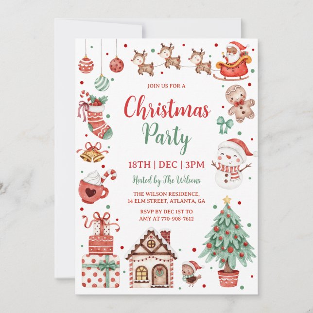 Invitación Fiesta de Navidad de Niños Adorables (Anverso)
