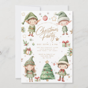 Invitación Fiesta de Navidad de Niños Elfos
