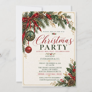 Invitación Fiesta de Navidad de Oficina Botánica Elegante 