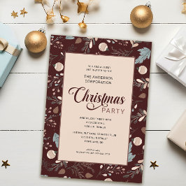 Invitación Fiesta de Navidad de Oficina con Follaje de Invier