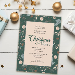 Invitación Fiesta de Navidad de Oficina con Follaje de Invier