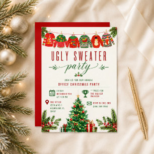 Invitación Fiesta de Navidad de oficina con suéteres feos