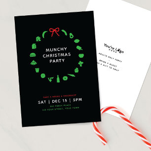 Invitación Fiesta de Navidad de Oficina   Corona de Iconos de