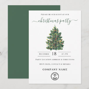 Invitación Fiesta de Navidad de Oficina Elegante Vintage Navi
