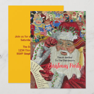 Invitación Fiesta de Navidad de oro 20XX Santa Claus comprobá