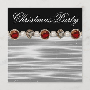 Invitación Fiesta de Navidad de oro rojo negro y blanco