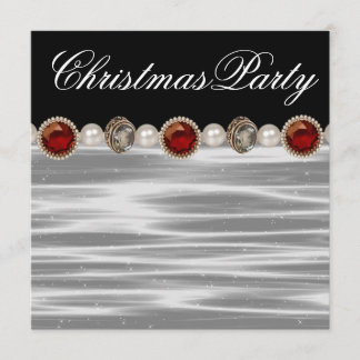 Invitación Fiesta de Navidad de oro rojo negro y blanco