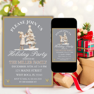 Invitación Fiesta de Navidad de Oro y Plata 