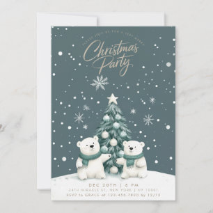 Invitación Fiesta de Navidad de Osos Polares en la Nieve