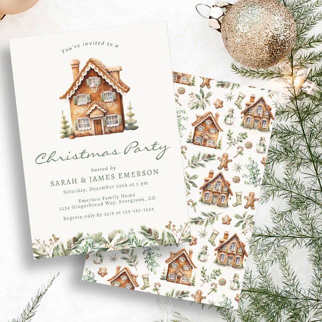 Invitación Fiesta de Navidad de Pan de Jengibre (Christmas Party Gingerbread Invitation
)