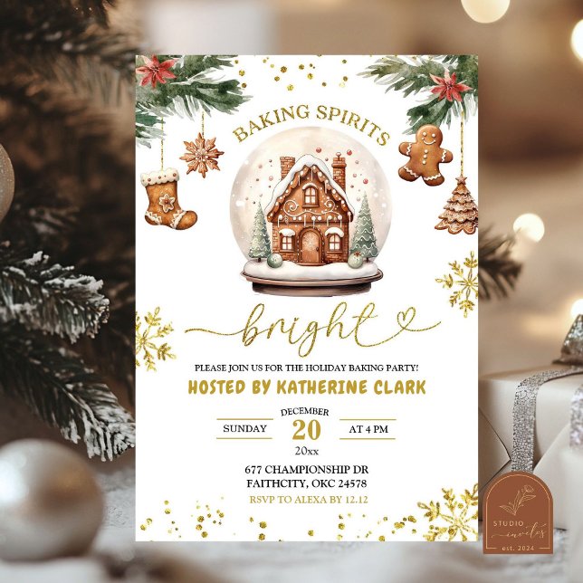 Invitación Fiesta de Navidad de Pan de Jengibre Horneando Esp (Subido por el creador)