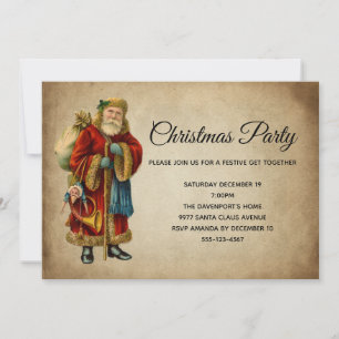 Invitación Fiesta de Navidad de Papá Noel Antiguo al Estilo C