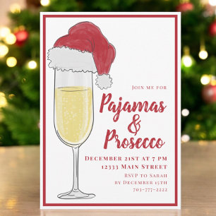 Invitación Fiesta de Navidad de Pijamas y Prosecco