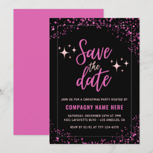 Invitación Fiesta de Navidad de Pink Company Guarda la fecha
