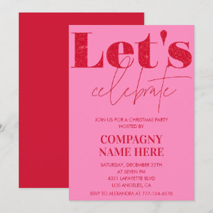 Invitación Fiesta de Navidad de Pink Red Company Celebremos