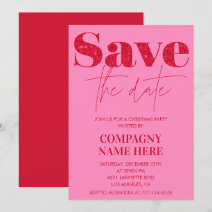 Invitación Fiesta de Navidad de Pink Red Company - Guarda la