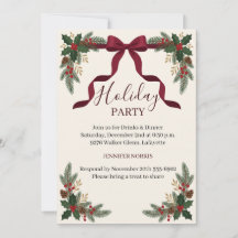 Fiesta de Navidad de Pino Acebo con Lazo Rojo Eleg