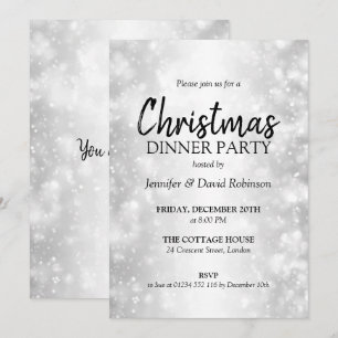 Invitación Fiesta de Navidad de plata elegante del día de