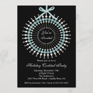 Invitación Fiesta de Navidad de plata y azul del cóctel del