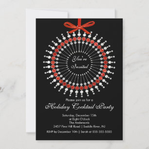 Invitación Fiesta de Navidad de plata y roja del cóctel del