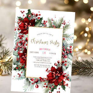 Invitación Fiesta de Navidad de Poinsettia Elegante