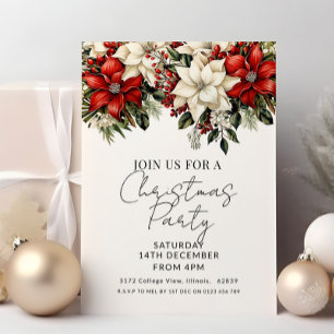 Invitación Fiesta de Navidad de Poinsettia Elegante 