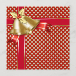 Invitación Fiesta de Navidad de punto dorado rojo