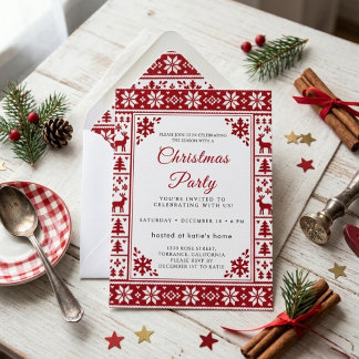 Invitación Fiesta de Navidad de punto Fair Isle escandinavo r