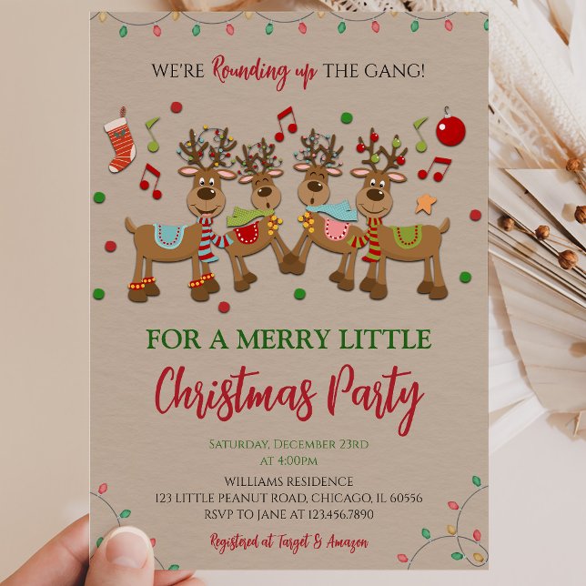 Invitación Fiesta de Navidad de Reno Rústico (Subido por el creador)