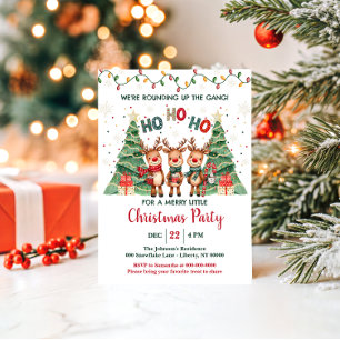 Invitación Fiesta de Navidad de Reno Tierno Reuniendo a la Pa