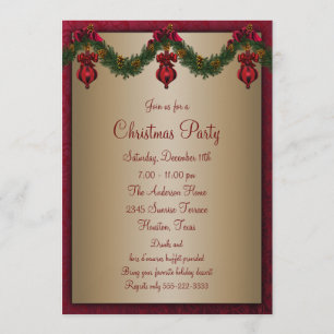 Invitación Fiesta de Navidad de Rojo Verde