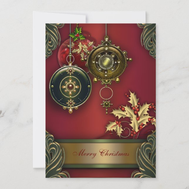 Invitación Fiesta de Navidad de Rojo Verde (Anverso)