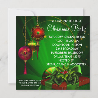 Invitación Fiesta de Navidad de Rojo Verde