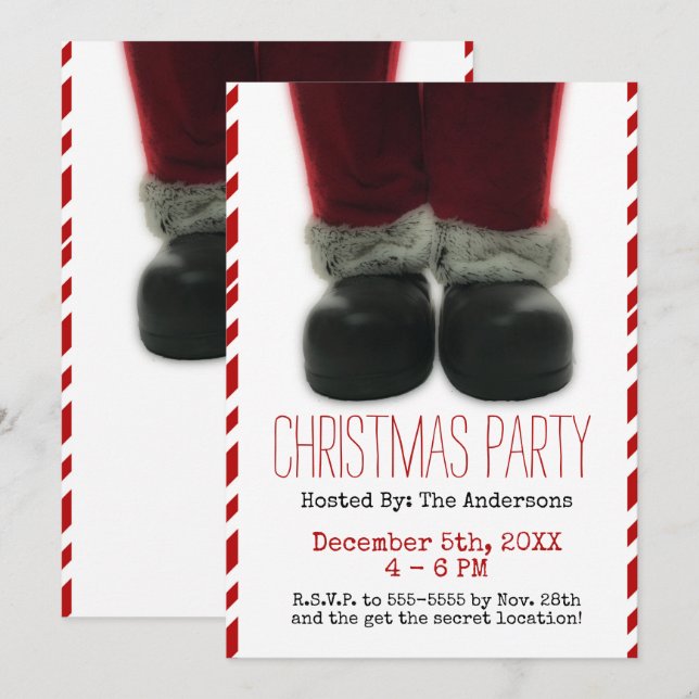 Invitación Fiesta de Navidad de Santa (Anverso / Reverso)