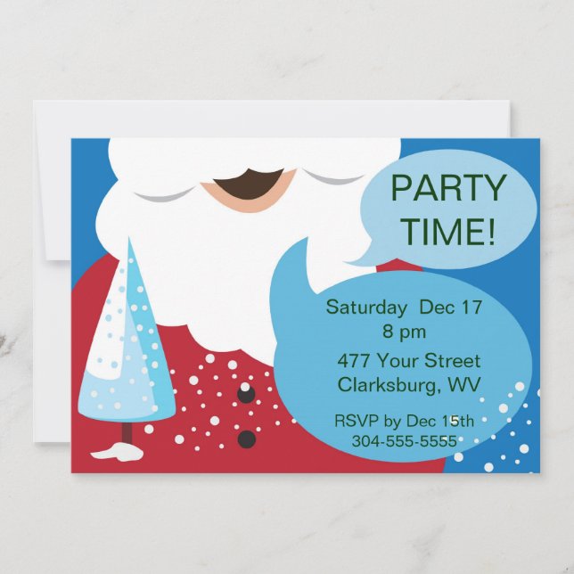 Invitación Fiesta de Navidad de Santa (Anverso)