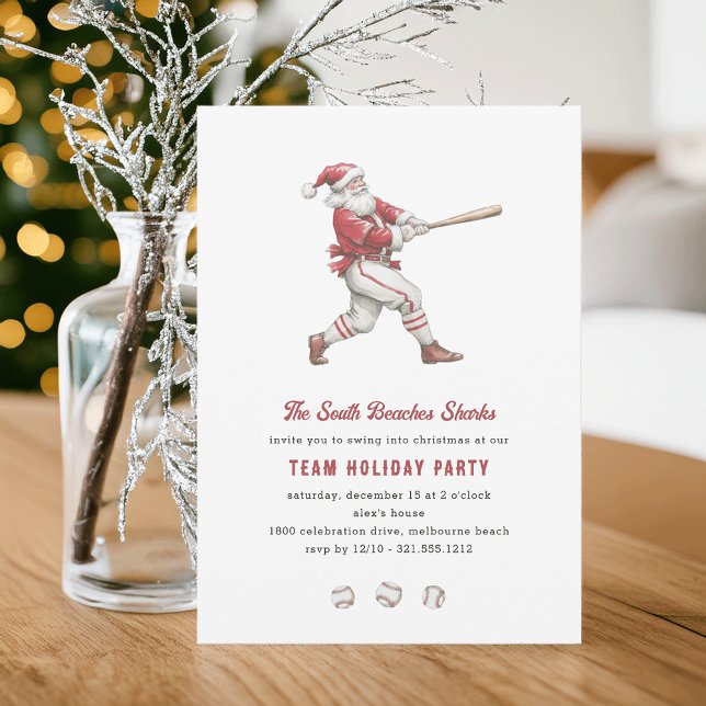 Invitación Fiesta de Navidad de Santa al Swing de Béisbol (Subido por el creador)