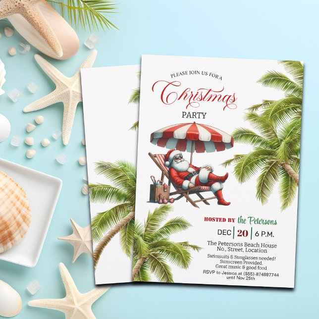 Invitación Fiesta de Navidad de Santa bajo una sombrilla de p (Subido por el creador)